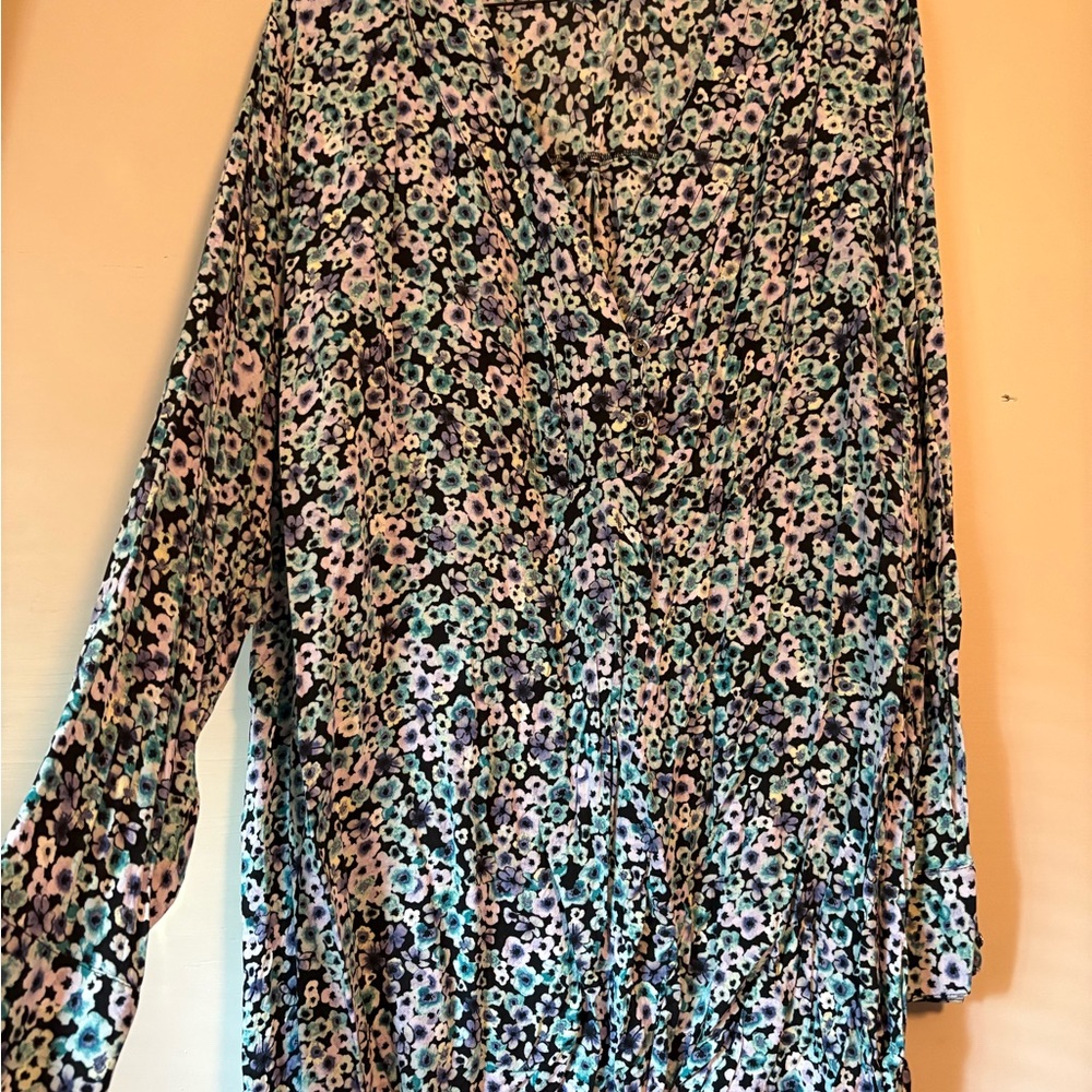 Penningtons Floral Print Blouse - Blue and Pink